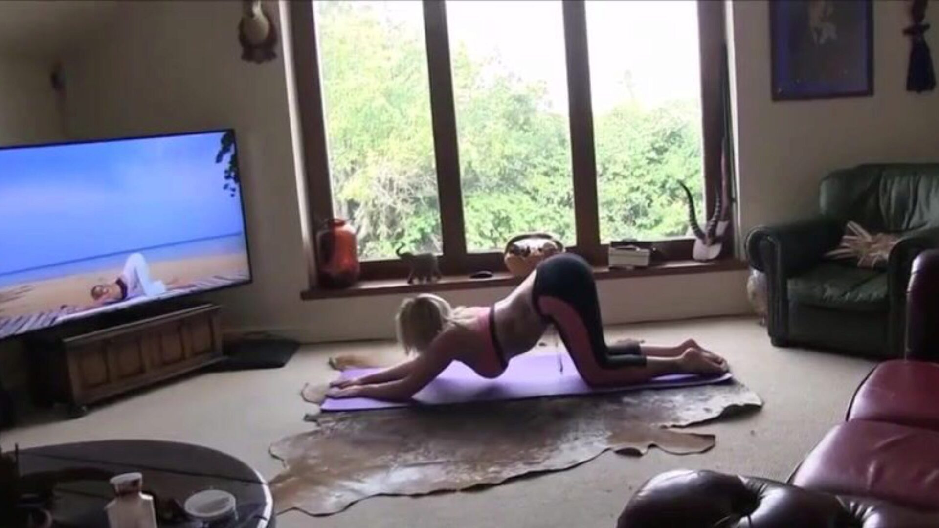 Large wazoo sister in law beaten from behind at yoga sesh POV