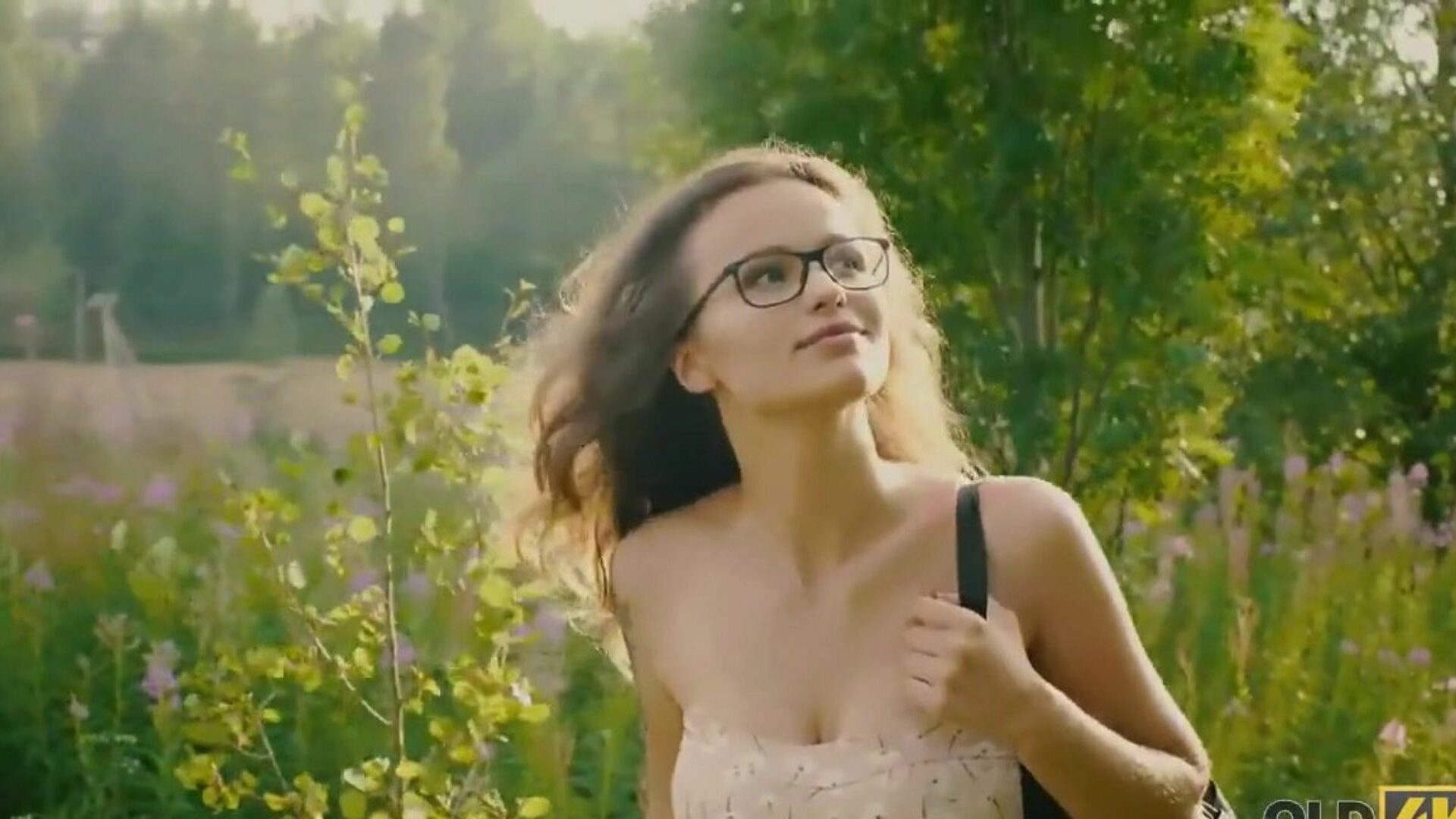 OLD4K. Gal with glasses fucked by friends elder daddy in the fresh air