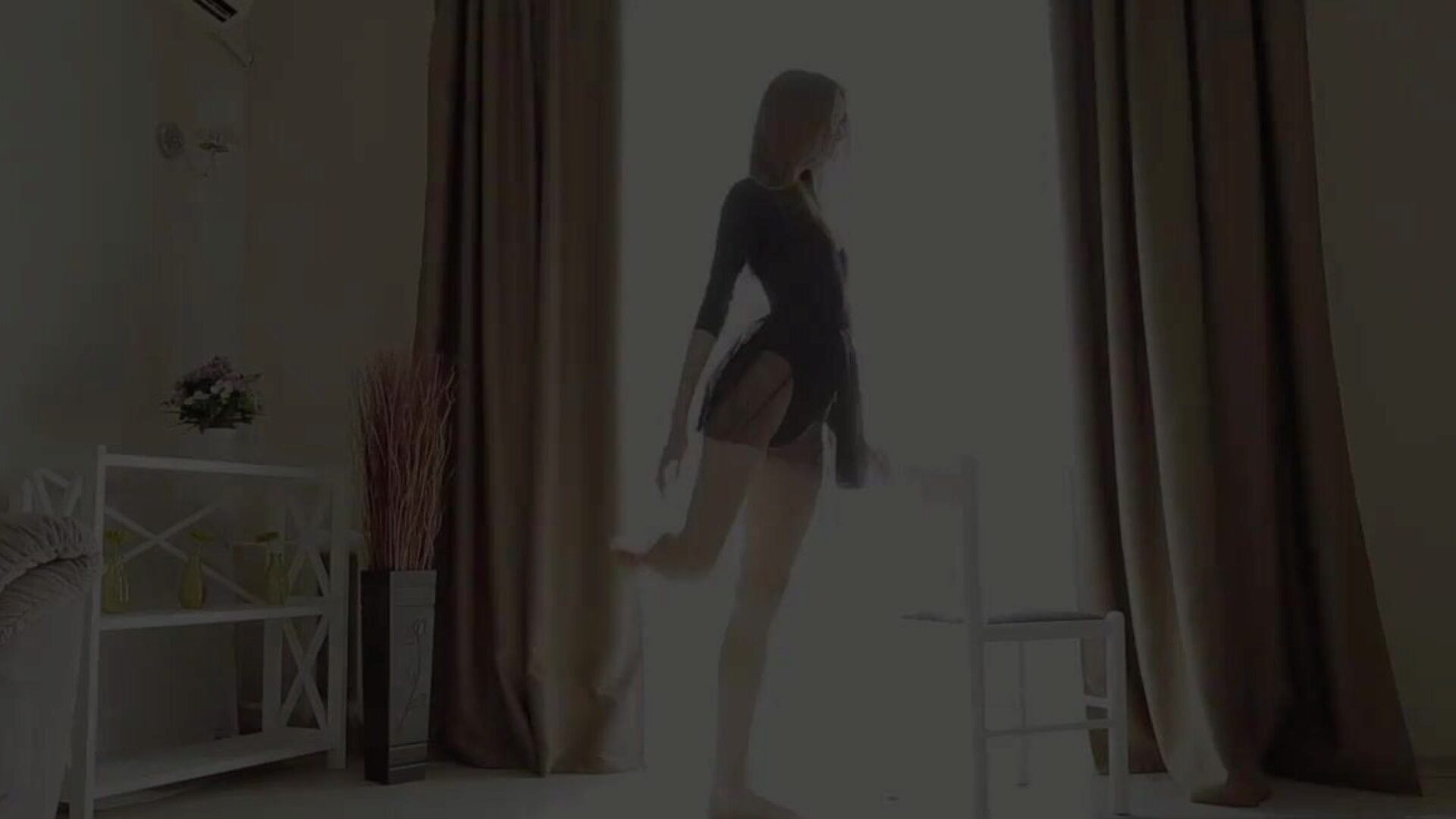 Gorgeous ballerina receives nude and jerks during her warm up