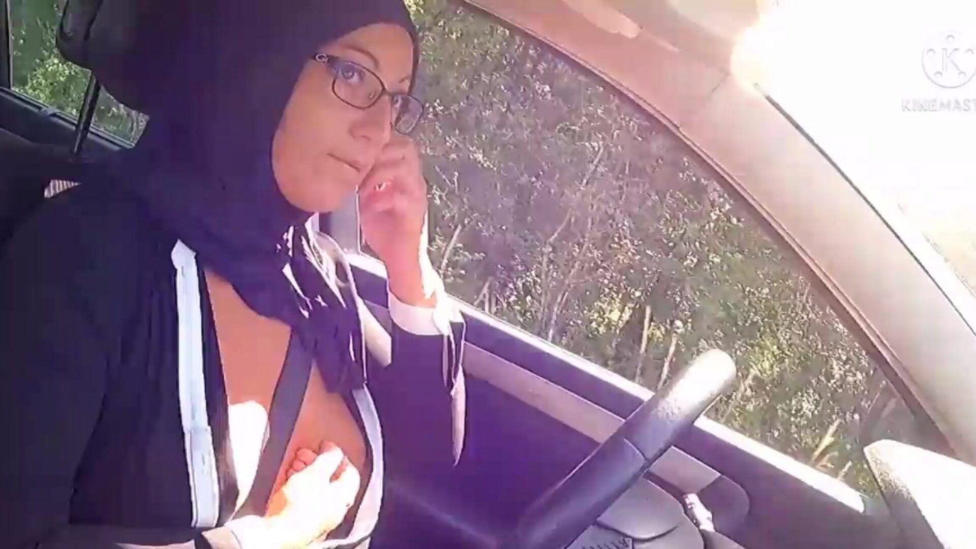 This unfaithful muslim asks for directions that babe will find it on the hood of the unbelievably exposed car