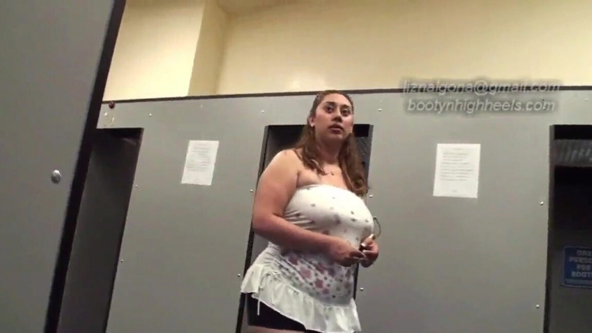 Strangers bang meaty Latina in elevator liznalgona in high-heeled shoes gets drilled by random guys in rest room entrance