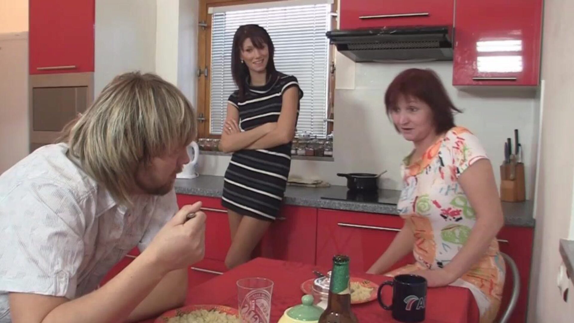 Dinner leads to family mature couple and legal age teenager romp