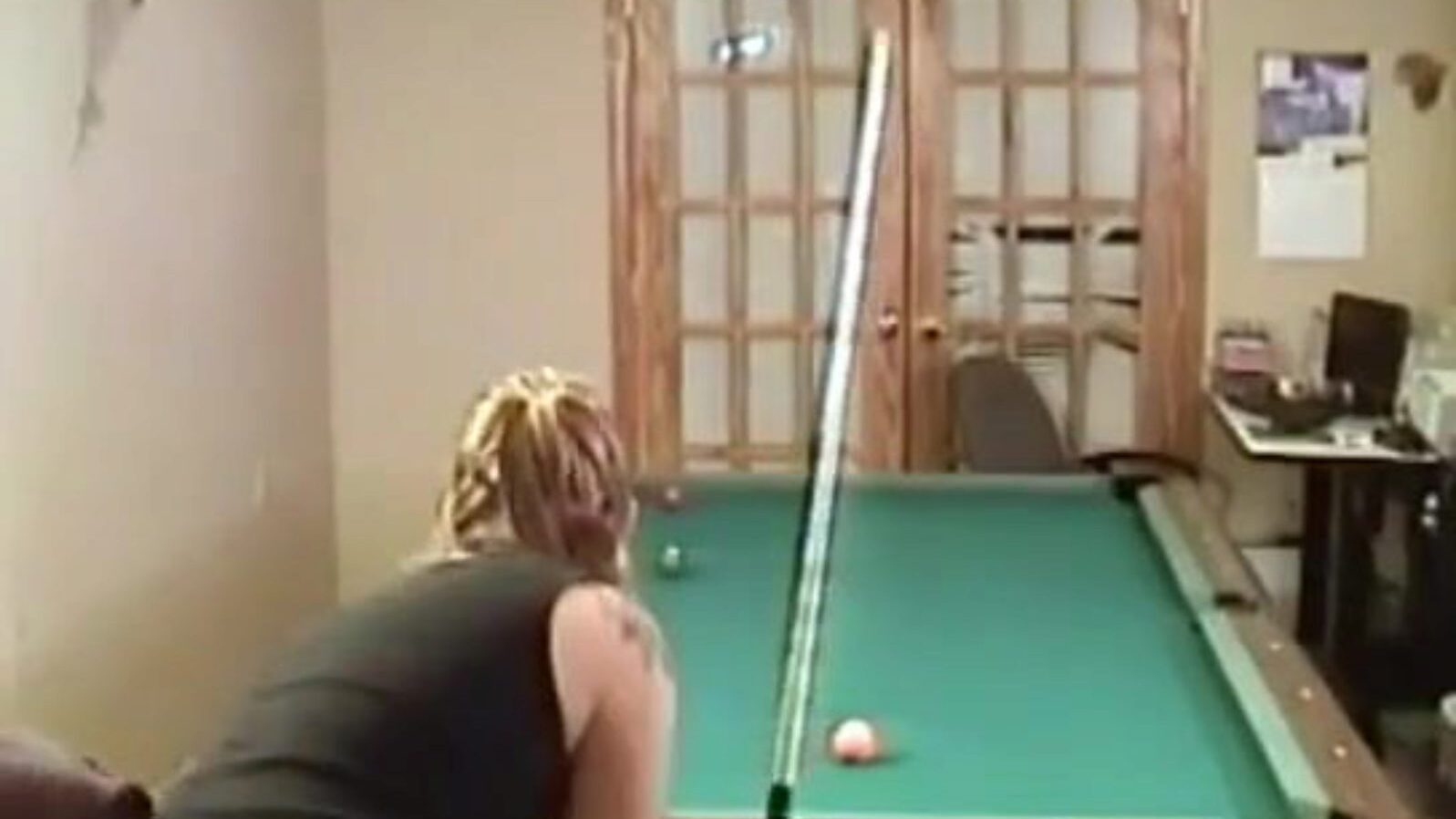 Starla and her paramour were shooting a game of pool