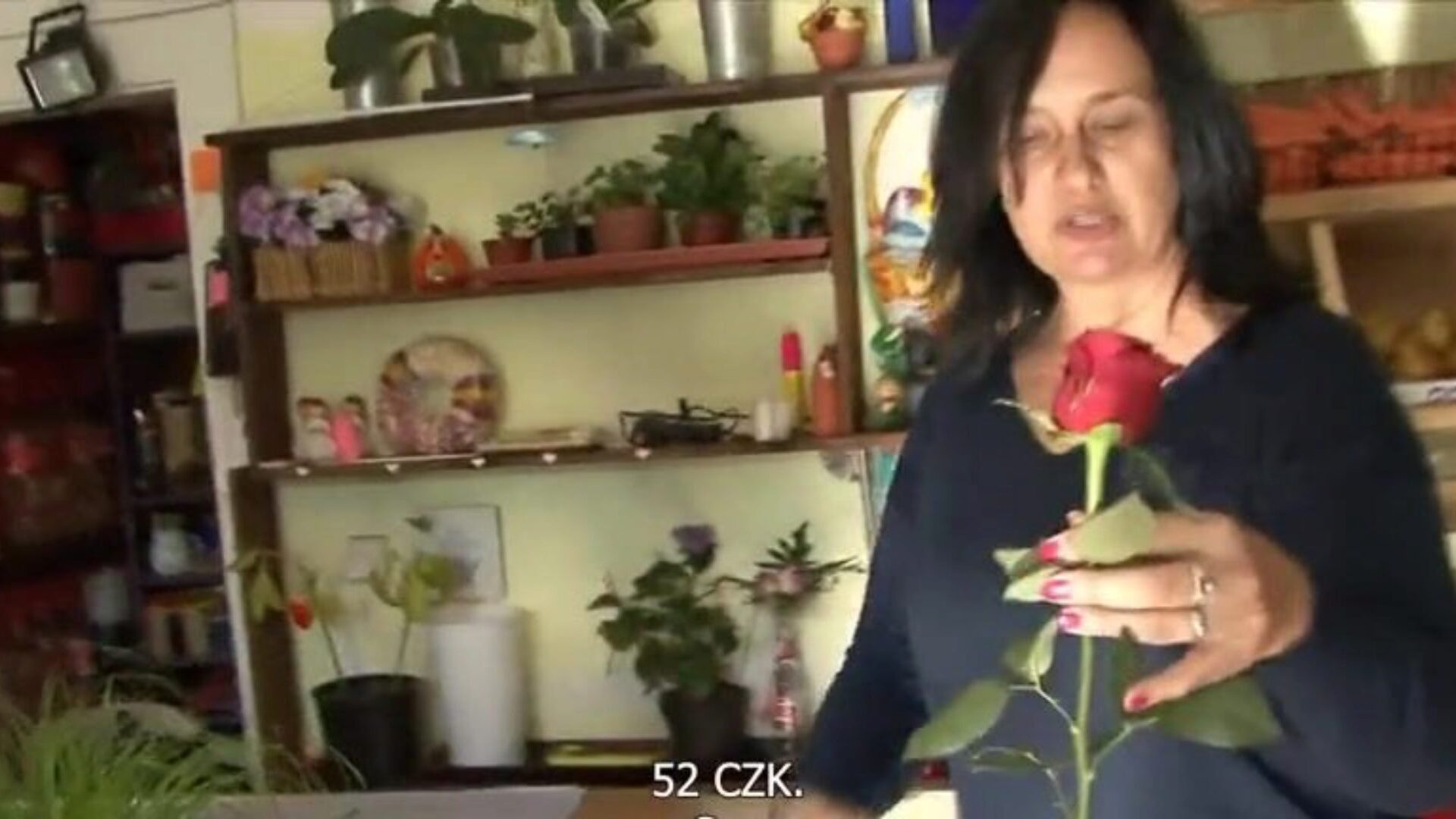 וובלרים בגודל f מבוגרים מקבלים דפוק בחנות פרחים