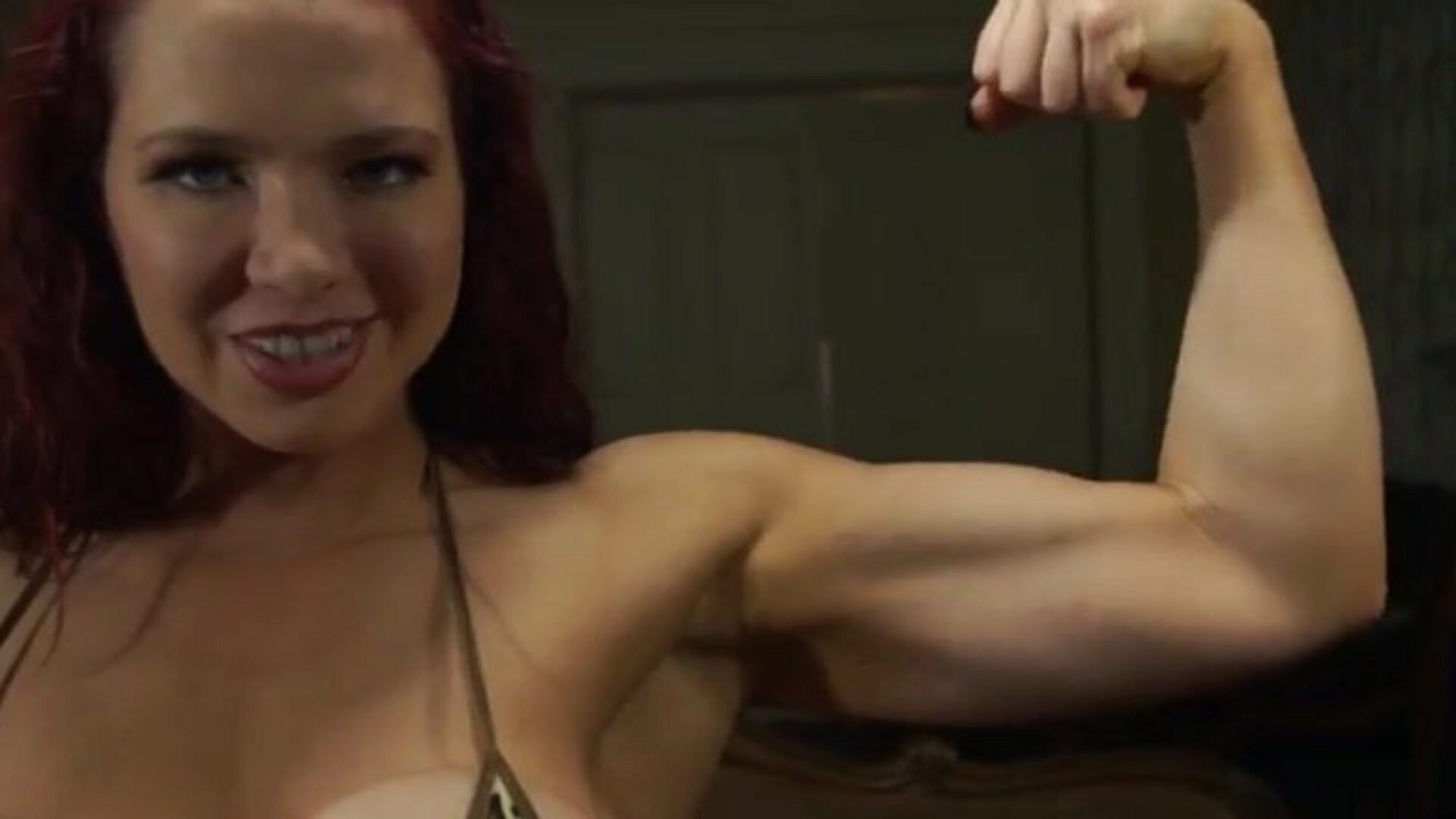 Muscle bound red-haired flexing and riding a skin colored marital-device Horny-looking redheaded cougar gives a decision to flash off her guns previous to pumping herself naive with a toy She flexes a pile in front of the camera while dressed in some of the sluttiest swimwear you can possibly imagine. Her fake bra buddies are grotesquely misshapen and misplaced, but some of u might not care about it as long as this hardbody playgirl keeps on flexing, demonstrating off her back muscles, and whatnot. At around the midway point of the clip we watch her go on all 4s and slip a finger in that leaking love tunnel She starts frigging herself like crazy whilst on all 4s moaning noisily and being horny in general. She then takes her beloved flesh-colored sex tool and continues to tear up herself even harder during the time that telling the nastiest crap you can possibly imagine. The whole thing is really passionate and you're sure to have a fun it no matter what. At the end, we get to see this strange-looking red-haired bodybuilder jizz Thank god we don't have to glance at her hilariously awful-looking bumpers any longer.