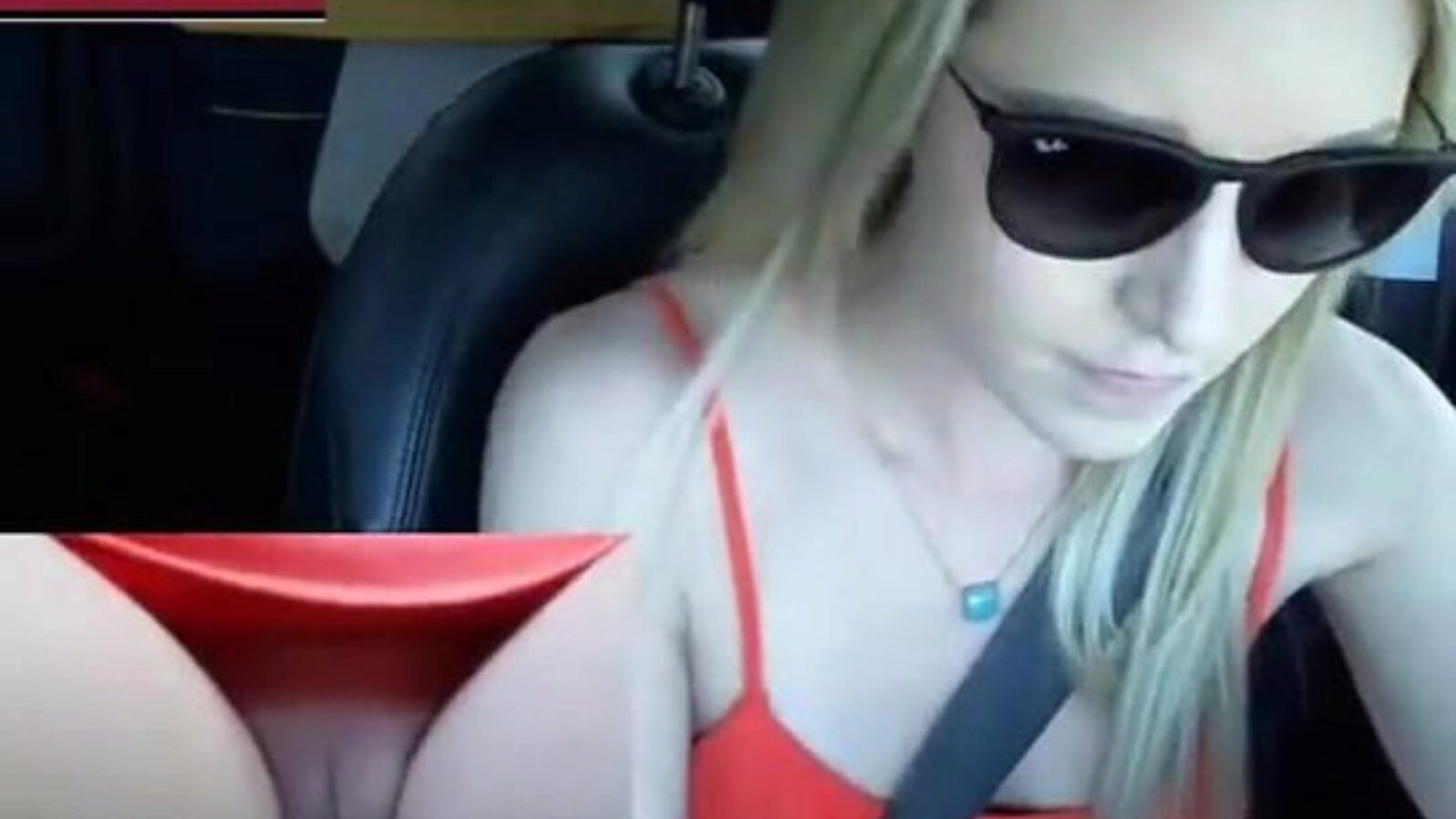 Hawt girl drains while driving on public road!
