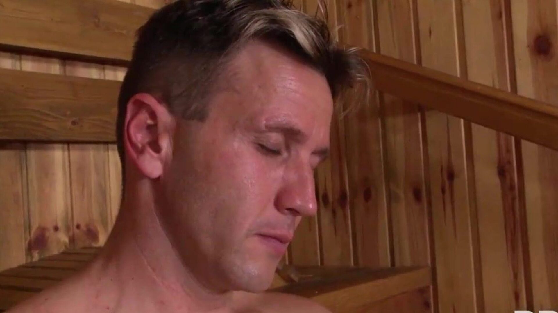 Hot sauna fuckfest makes breasty Milf Angel Wicky jack off engulf & fuck two big jocks